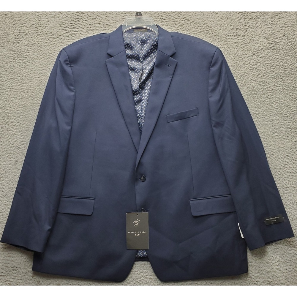 Shaquille O'Neal XLG Blazer Jacket Men 52 Navy Lined Notch Lapel Single Breasted